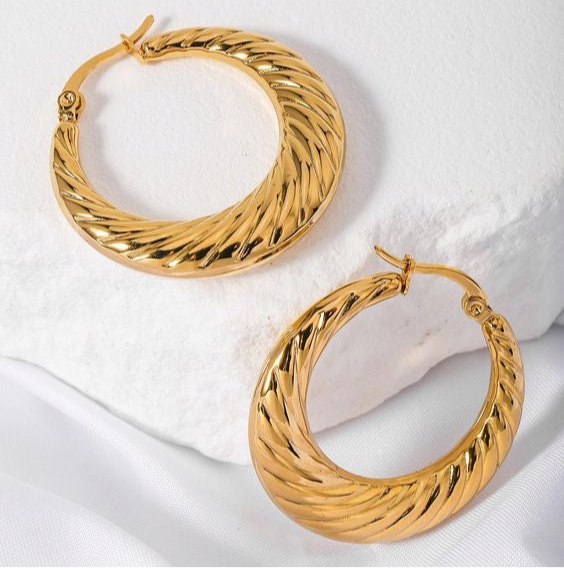 Textured Gold Hoop Earrings