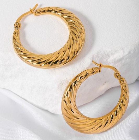 Textured Gold Hoop Earrings