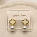 Clover White Pearl Earrings.