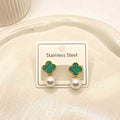 Clover Green Pearl Earrings