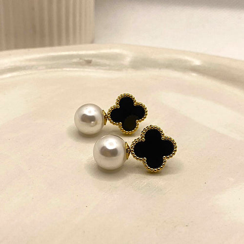 Black Clover Pearl Earring