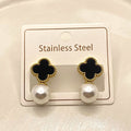 Black Clover Pearl Earring